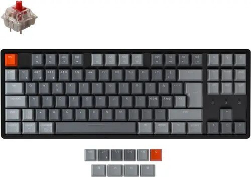 K8 Rgb Gateron Red Kablet, Trådløs Nordisk Tastatur