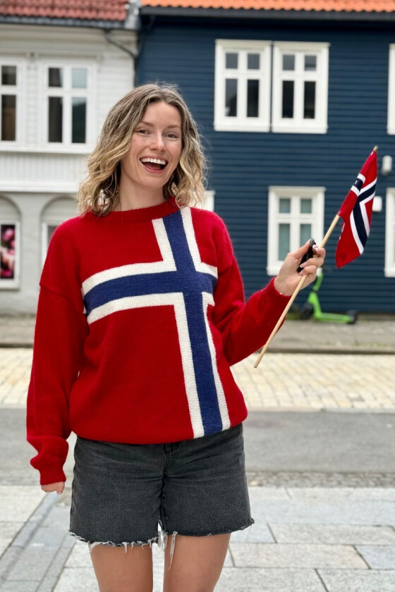 Heia Norge genser med norsk flagg - DLG 26-020