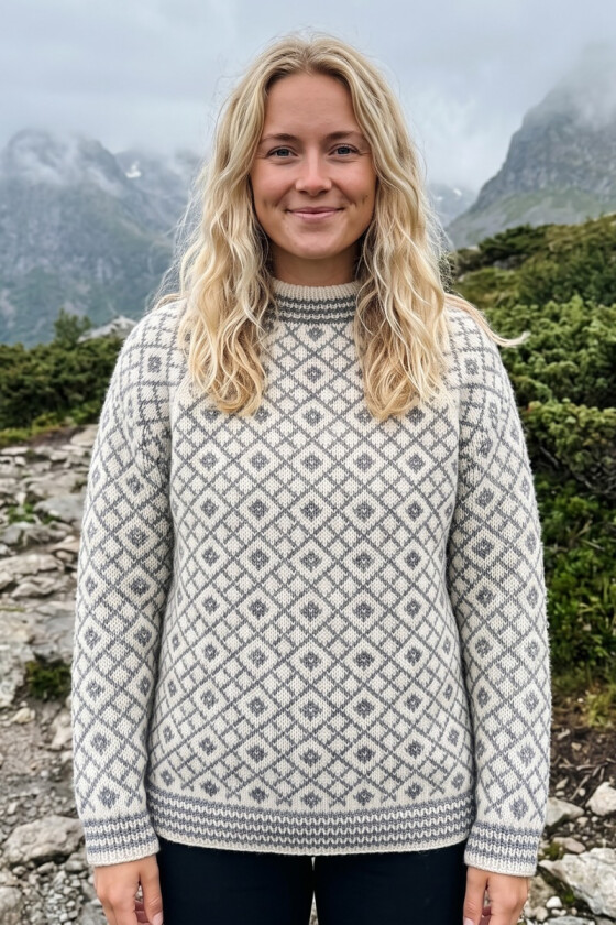 Natur og grå fjellris genser i alpakka - DLG 26-026-602613