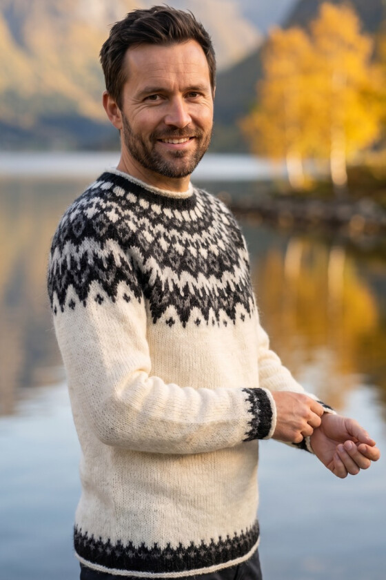 Naturfarget riddarigenser med grått og svart mønster - LL0092-M