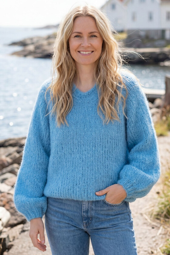 Isblå Letizia-genser i fnugg - Belfilato 26-006-941