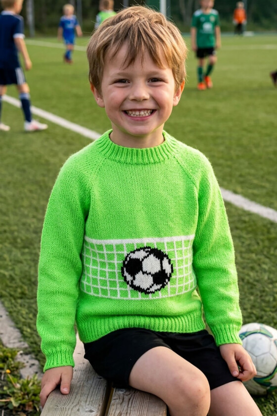 Neongrønn fotballgenser - Strikkia 2026-006-535