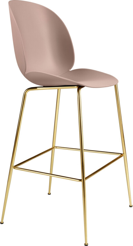 Beetle Bar Chair Un-Upholstered, Conic Base Brass, Sweet Pink Shell,