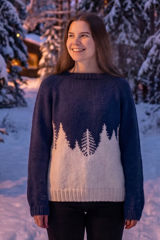 Forest silhouette winter night - DLG 24-019-34063402