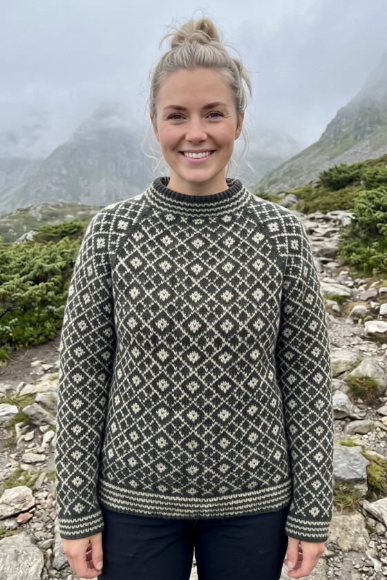 Grønn fjellris genser i alpakka - DLG 2026-026-635634