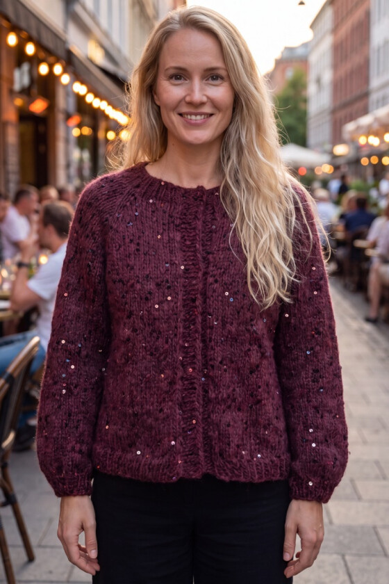 Diana disco cardigan i burgunder - Strikkia 2026-031-741017