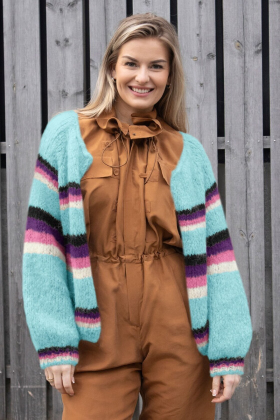 Turkis Dandelion cardigan med striper og raglan - Belfilato 130