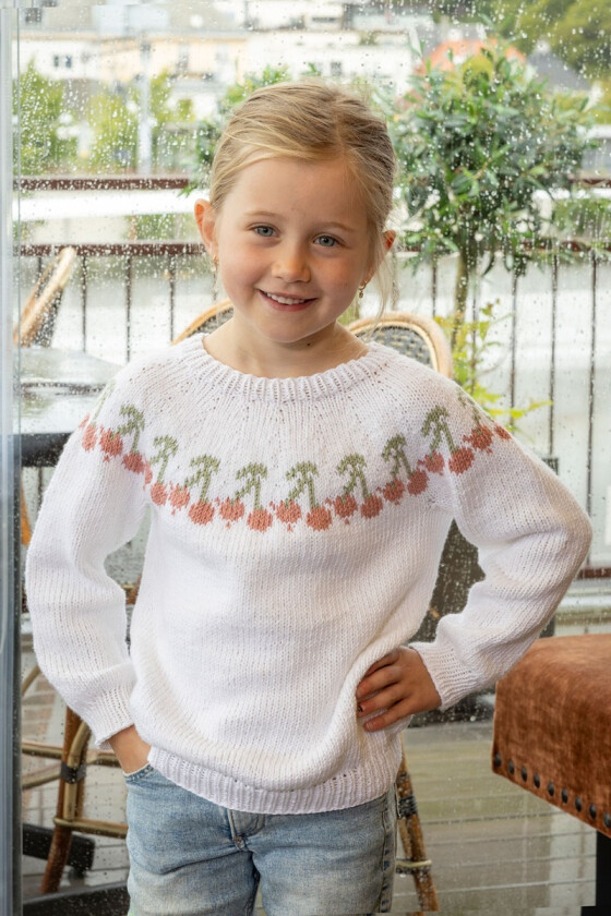 Hvit Cherry genser til barn - Viking-2518-2A