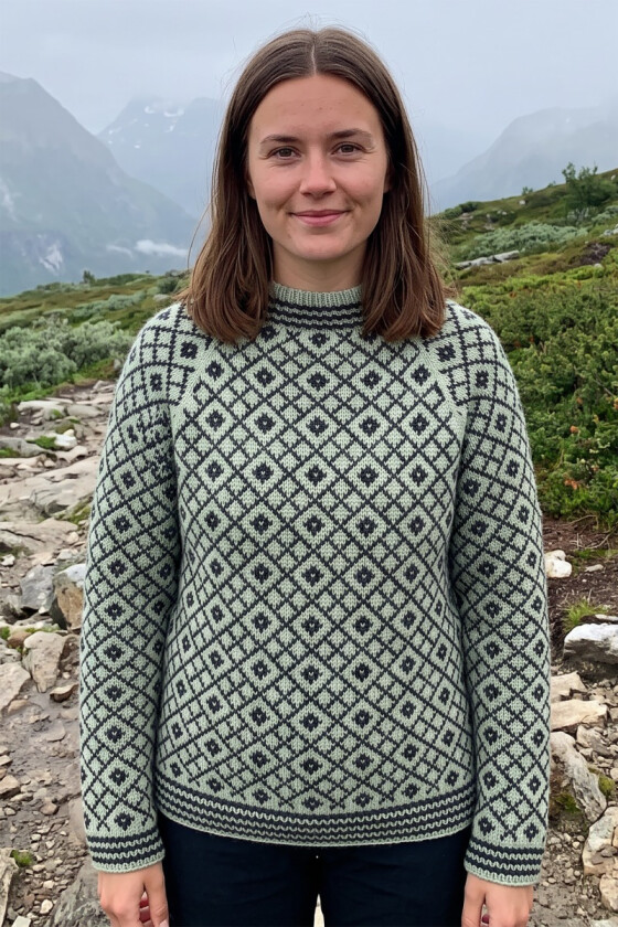 Lysegrønn fjellris genser i alpakka - DLG 2026-026-634635