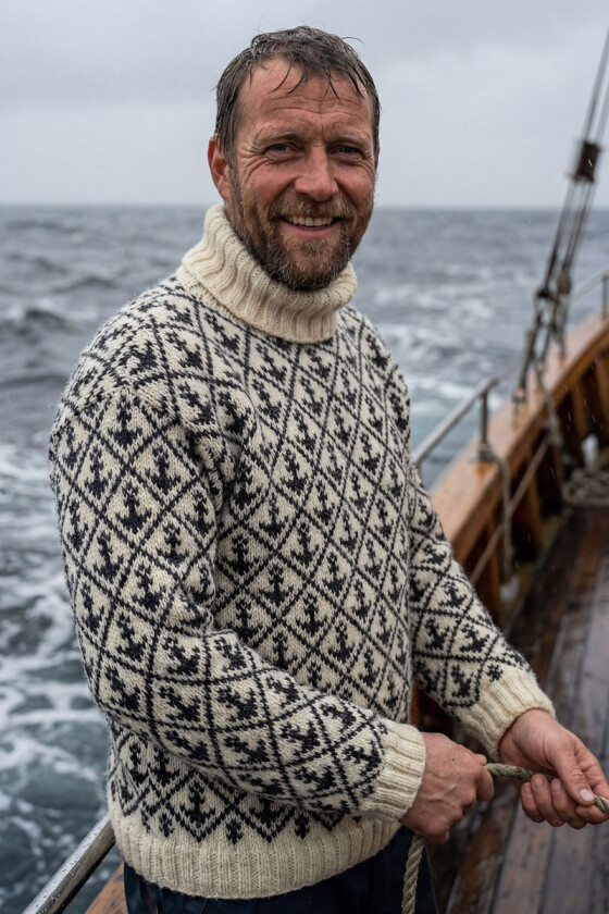 Skjærgård genser med marineblått mønster - Strikkia 2026-001GGCS-67006727