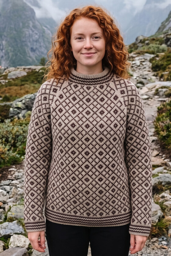 Beige fjellris genser i alpakka - DLG 26-026-607608