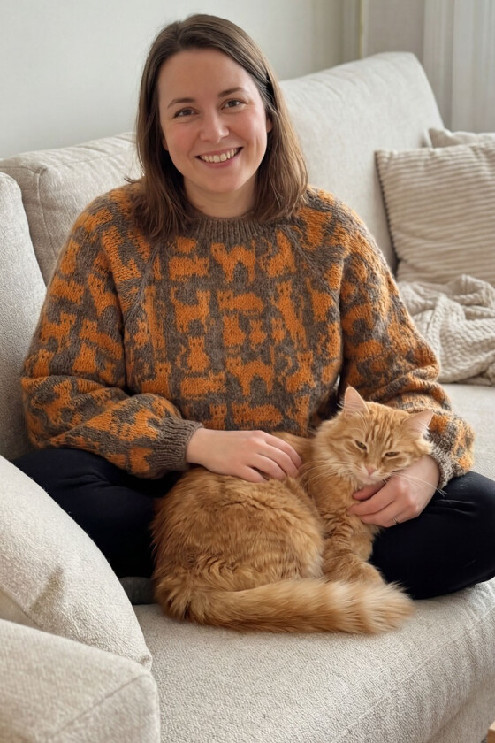 Rustbrun crazy cat woman genser - DLG 25-038SU-34883416