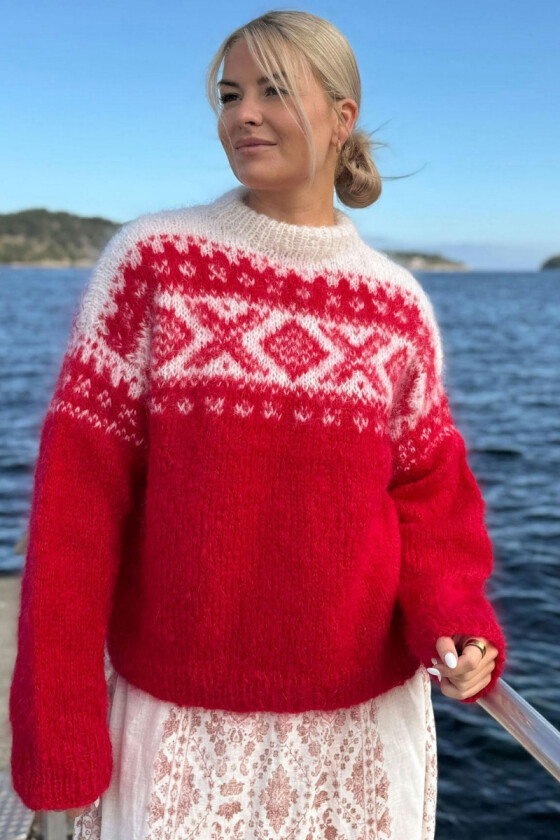 Rød cortina-genser i mohair - BM 15-02