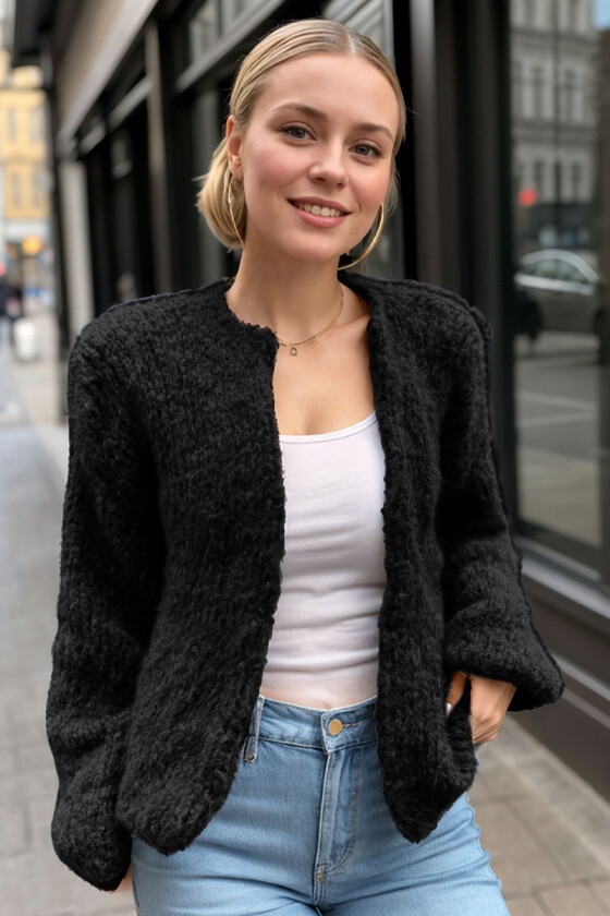 Svart Snuggle soft cardigan - Belfilato 24-006-40090