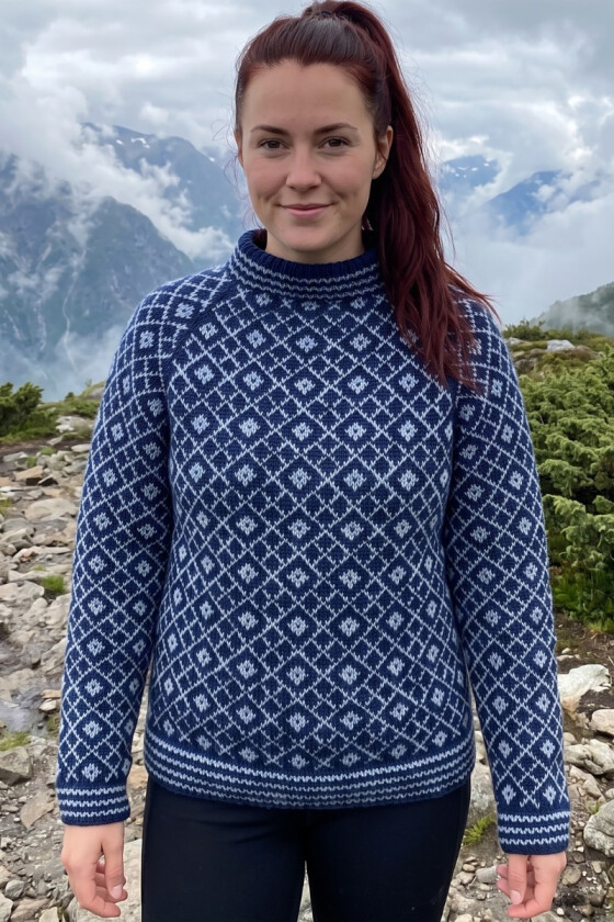 Blå fjellris genser i alpakka - DLG 26-026-626620