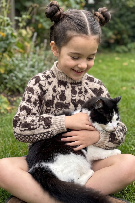 Crazy cat genser i brun - Strikkia 2026-029-507508