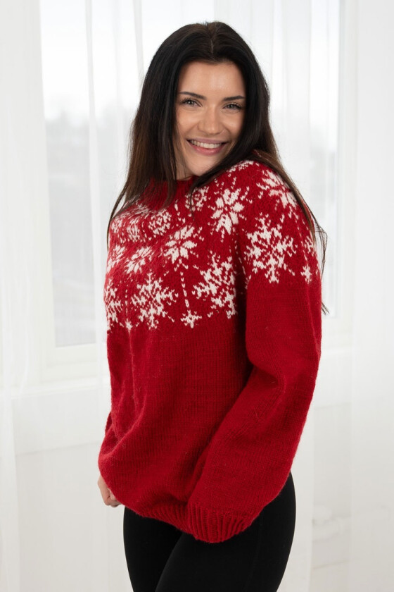 Rød snowflake genser - DLG 23-044-SR565-500