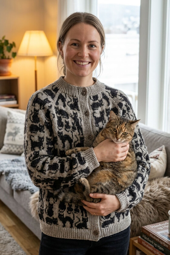 Perlegrå Crazy cat woman cardigan - DLG 26-002U-612615