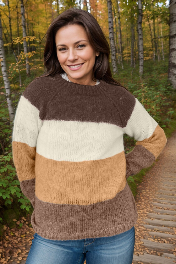 Minimal stripegenser i bruntoner - Strikkia 2025-011-308302311309