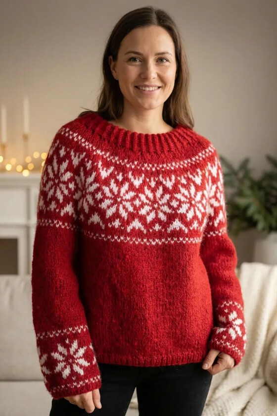Rød vinterrose genser - SB0001-360