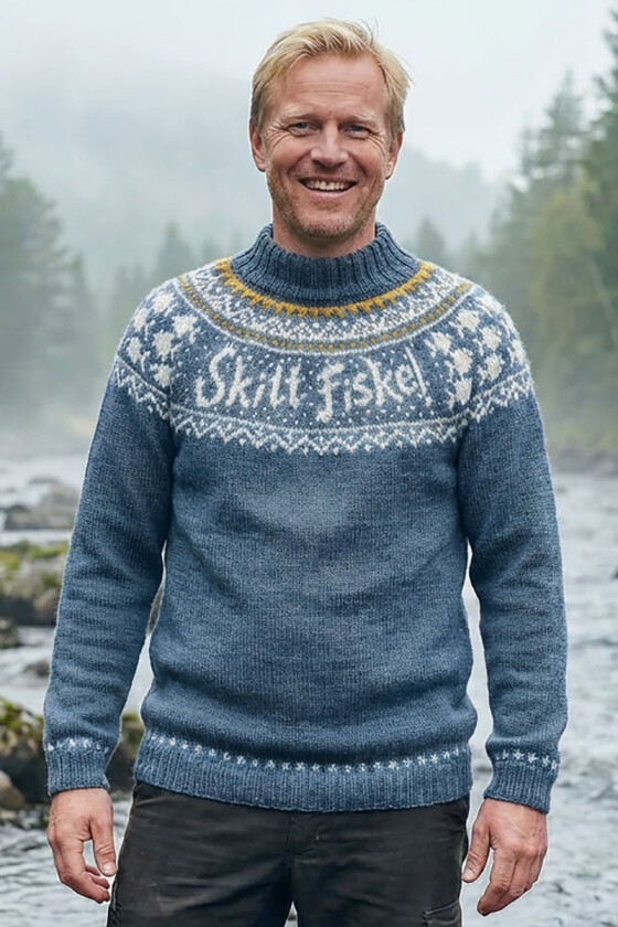 Skitt fiske genseren i denimblå - DLG-25-035SU-34403458