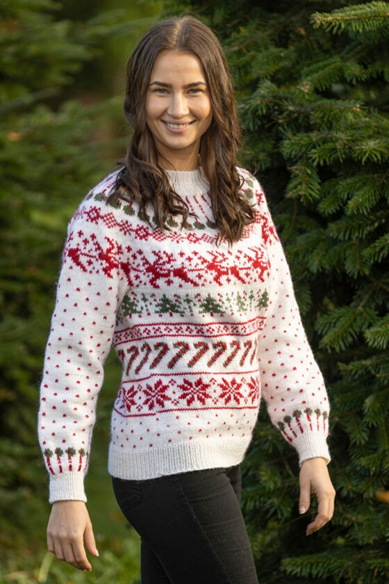 Julemysteriet genser i hvit - Viking-2238-01B