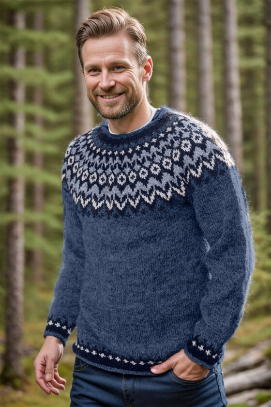 Blå riddarigenser med blått mønster - LL0095