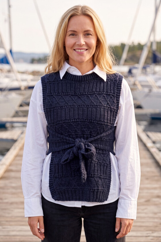 Strukturlykke vesten i marineblå - DLG 25-033U-626