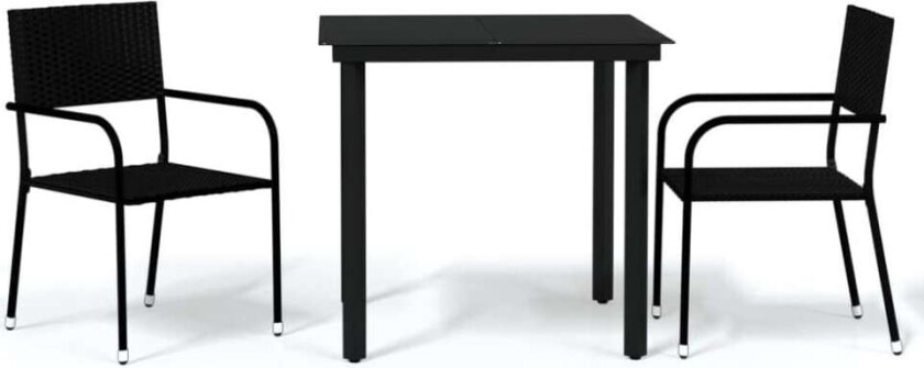 Utendørs spisestue 3 deler svart