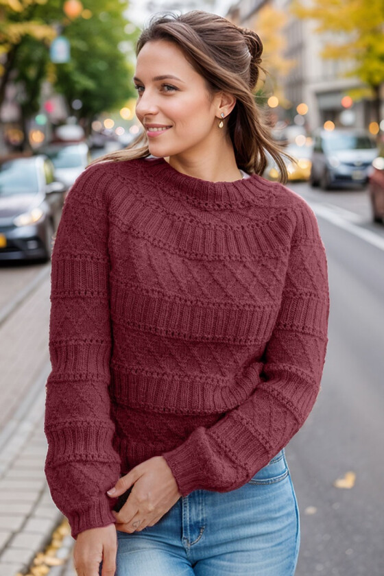 Strukturlykke sweater i lyngfarge - DLG 24-013-AS564