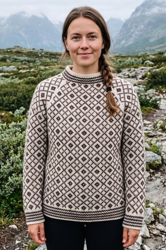 Natur og brun fjellris genser i alpakka - DLG 26-026-602608