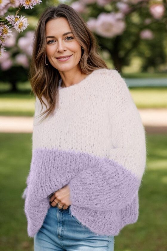 Twotone sweater lys lavendel - Belfilato 24-005-47919