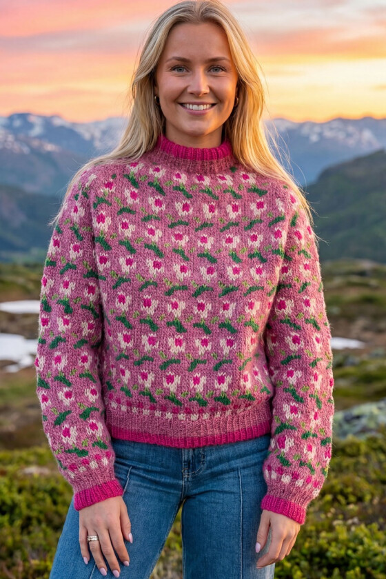 Bilde av Rosa Ellinorgenser med raglanfelling - Ingrid Raadim IR-03-20D
