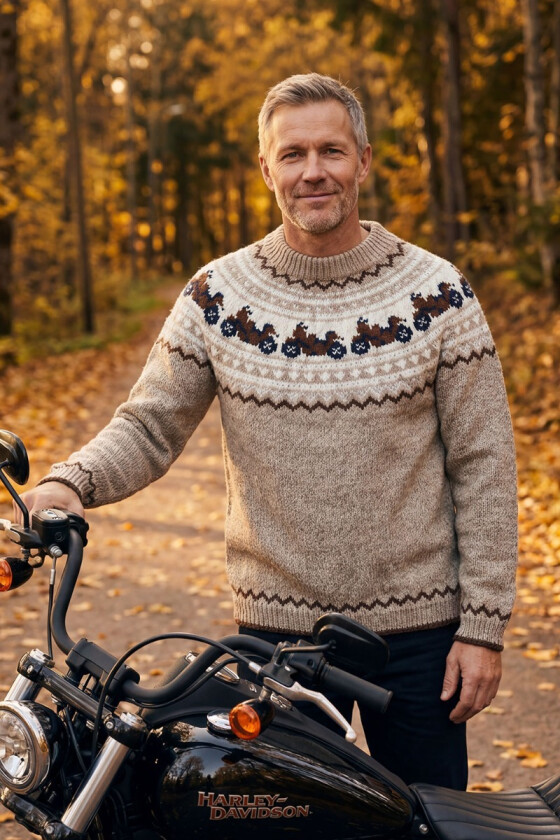 Motorsykkelgenseren i sand med brunt mønster - DLG 25-034U-606608