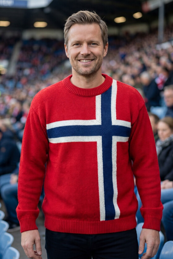 Heia Norge! strikkegenser med norsk flagg - DLG 26-020-M