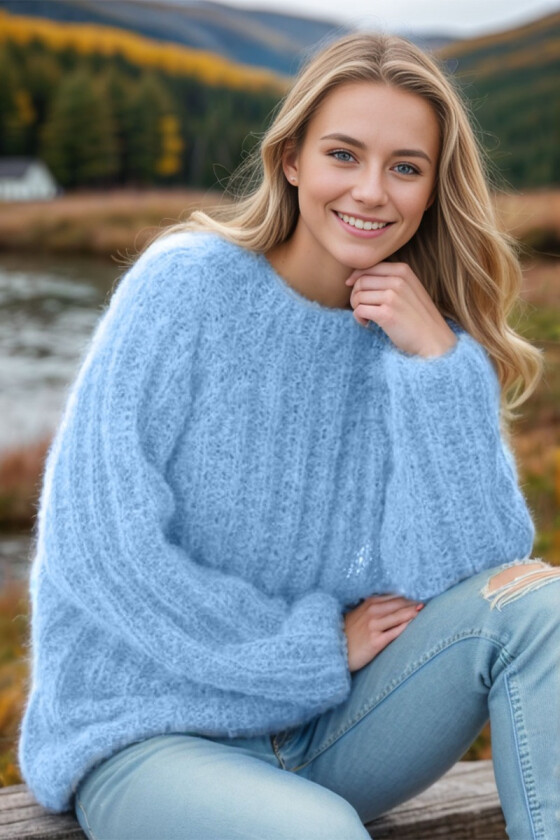 Lys blå Une genser - Viking-1618-6-520