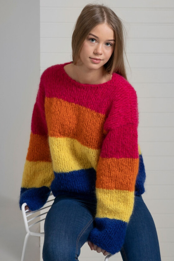 Neon stripete strikkegenser i mohairull - Viking 2201-05