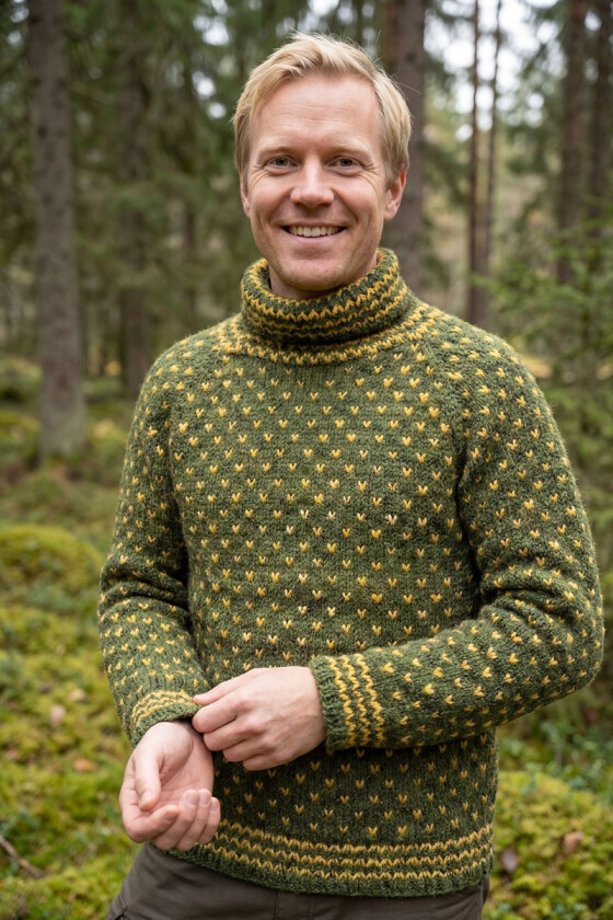 Grønn Thel islender med gult mønster - Gjestal 294-10-67626757