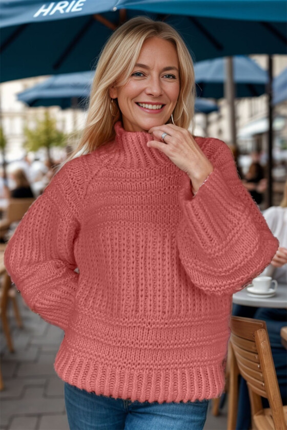 Lakserosa big and cozy brioche sweater - Strikkia 2024-037-349
