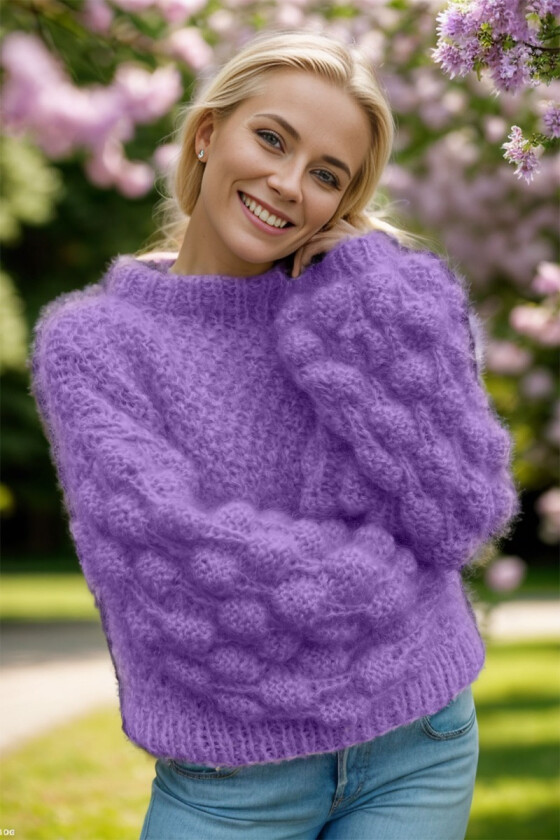 Bubblecrush sweater i lavendel - Belfilato 24-007-47954