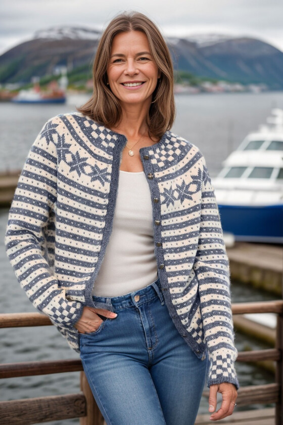 Fanakofta med rundfelling jeansblå - Viking 2207-1-527500
