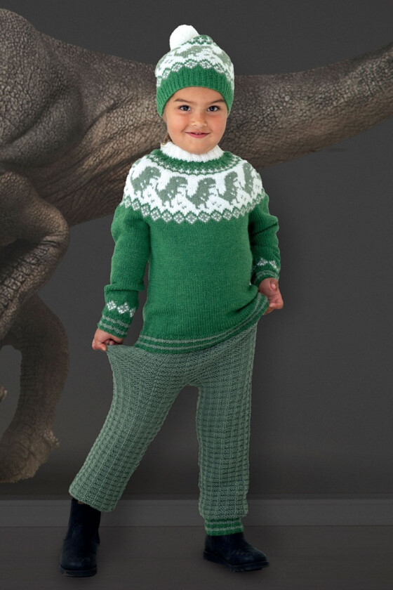 Dino dinosaur sett med genser bukse og lue - Viking 2131-06A