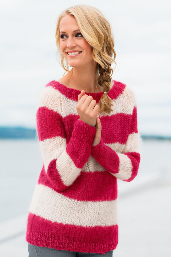 Acne genser med bringebærfargede striper - Belfilato 23-001I