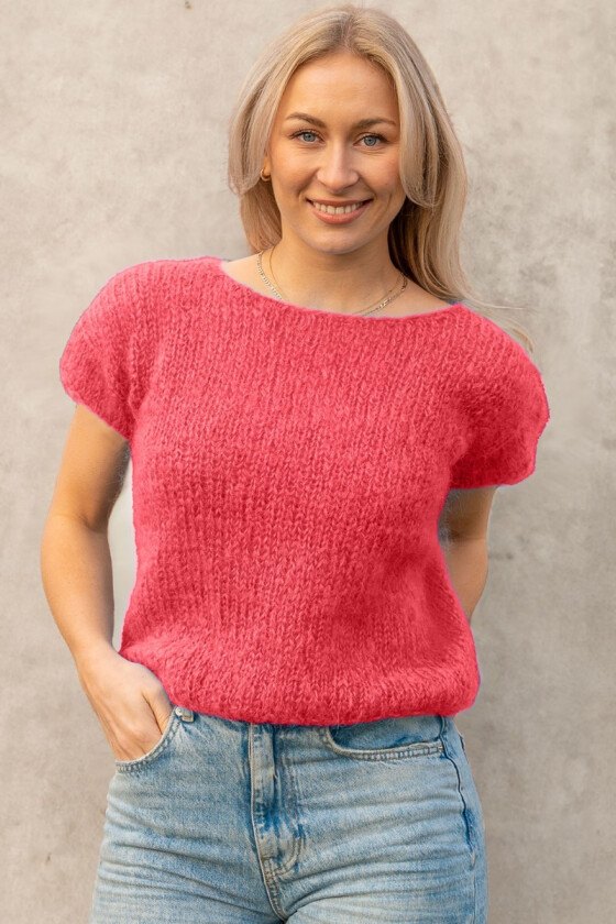 Korallfarget Fluffy t-shirt - Belfilato 23-012-44017