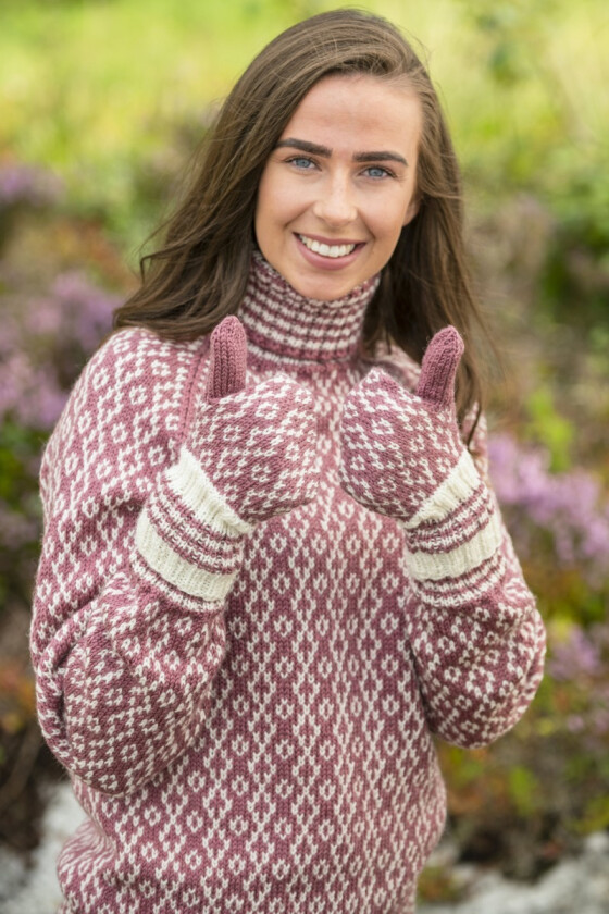 Rosefargede Skoglid votter - GG 287-30
