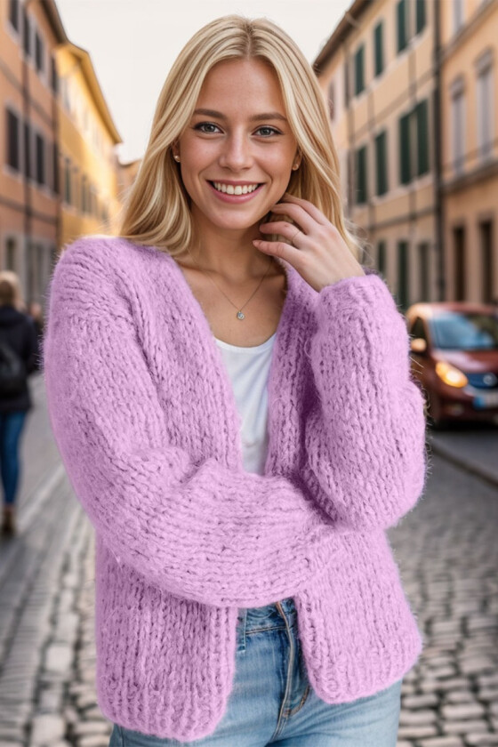 Stella cardigan i lys lavendel - Belfilato 24-001-47919