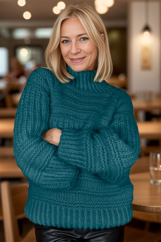Turkis Big and cozy brioche sweater - Strikkia 2024-037-329