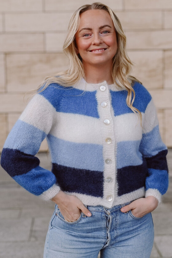 Sorbet cardigan med blå striper - Mille Fryd MF0002L