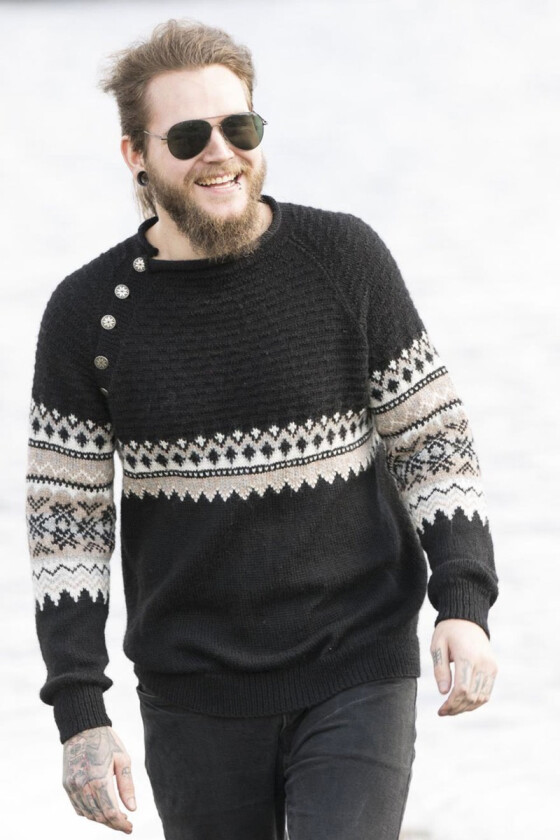 Svart Fryd strikketgenser til mann - Viking 1709-10B