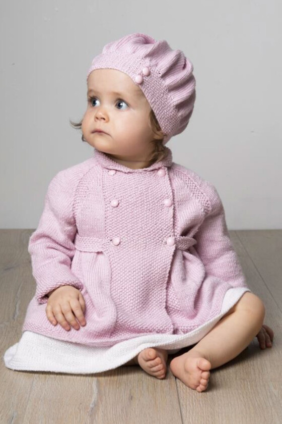 Livia rosa babykåpe med babylue til jente - Viking 1608-02A